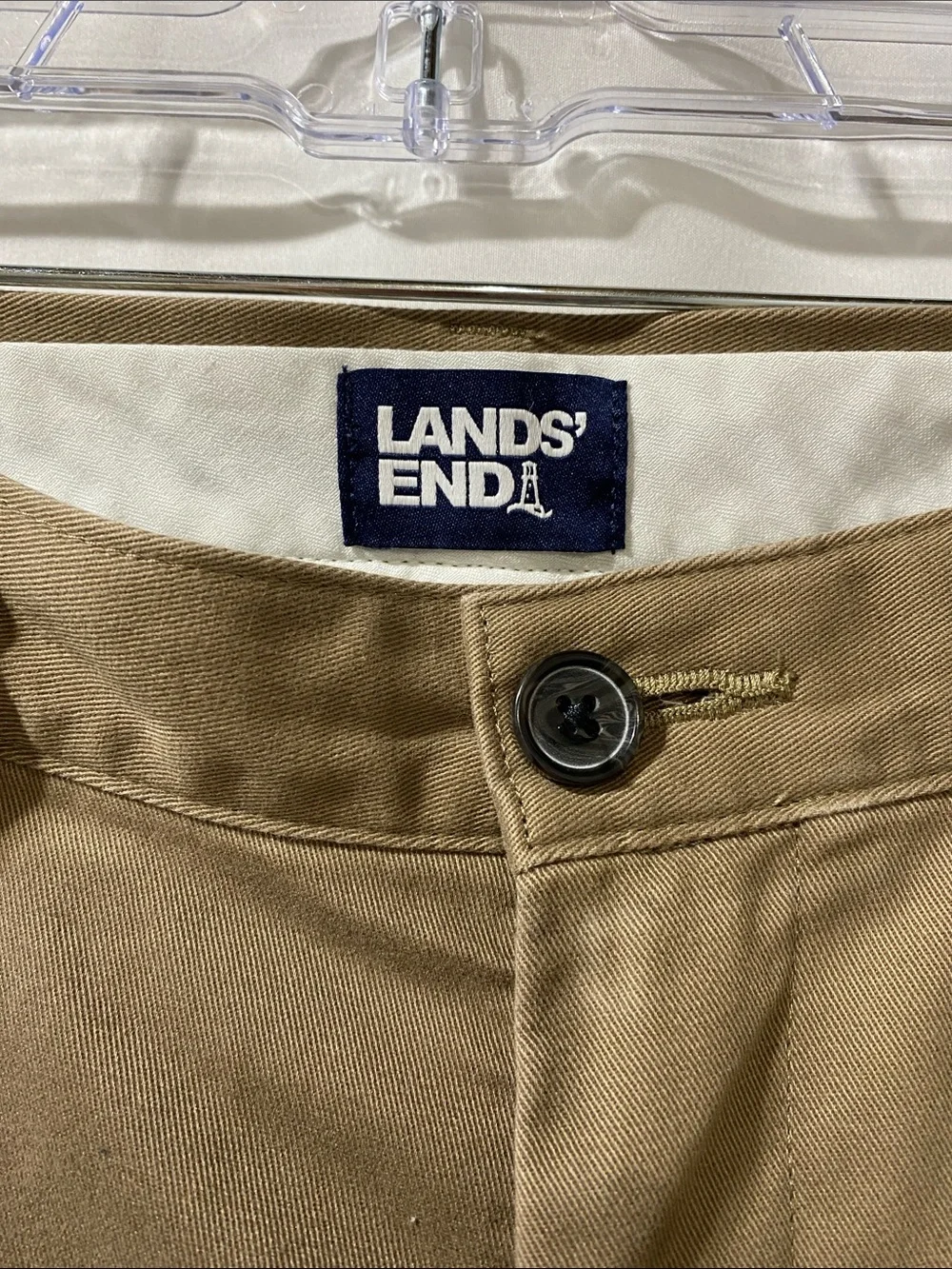 Lands' End Men's Pleated Chinos in Tan